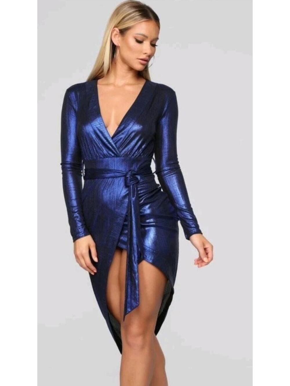 Fashion Nova Wrap Me In Your Arms Dress And Royal Blue Size Extra Large